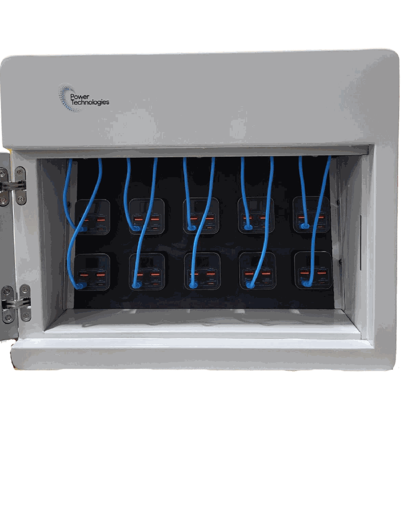 Hs Battery Storage POWER TECHNOLOGIES 10 Bay Secure Battery Charging Cabinet w/ HS Cables ...