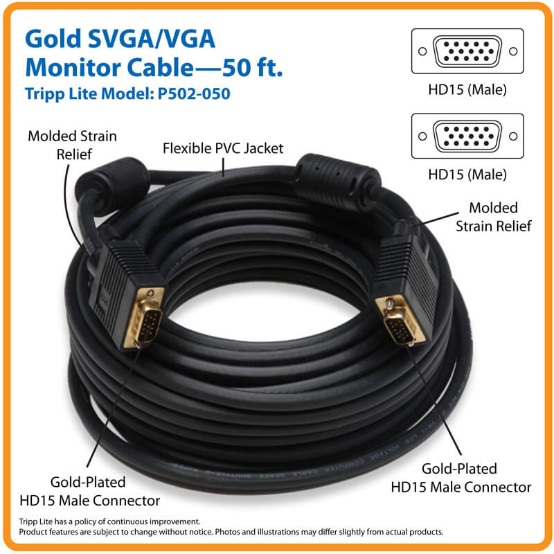 TRIPP LITE VGA CABLE HD15 M/M 50F/15.24M P502-050