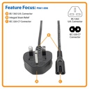 TRIPP LITE COMPUTER POWER CABLE UK 3PIN-C7 2.5A M/F 6F/1.83M P061-006