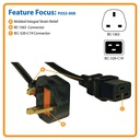 TRIPP LITE COMPUTER POWER CABLE C19-UK 3PIN 13A F/M 8F/2.43M P052-008