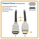 TRIPP LITE High-Speed HDMI Extension Cable (M/F) - 4K 60 Hz, HDR, 4:4:4, Gripping Connector, 6 Ft