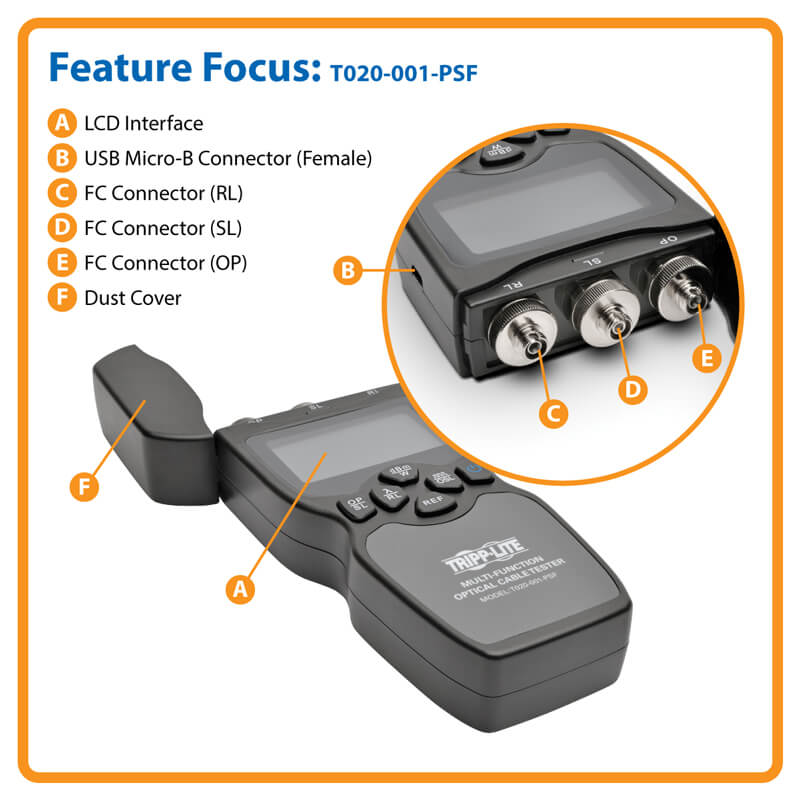 TRIPP LITE FIBER OPTIC CABLE TESTER T020-001-PSF