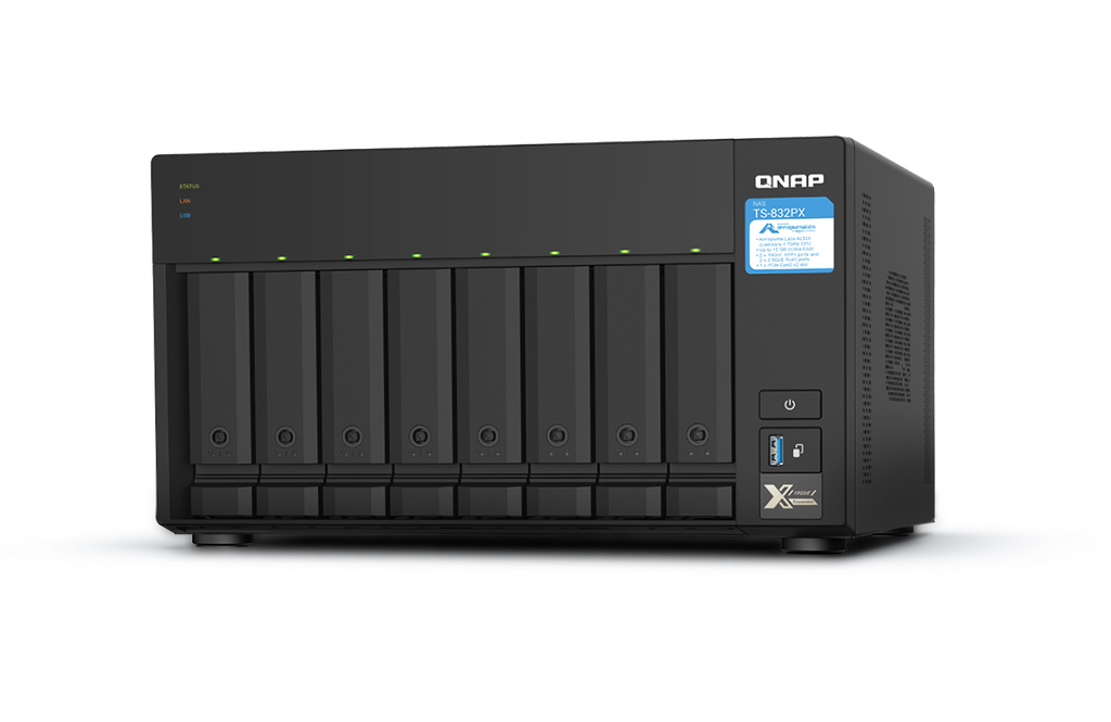 Qnap 8-Bay NAS, AL324 64-bit quad-core 1.7GHz, 4GB DDR4 SODIMM RAM (1 x 4GB, max 16GB)