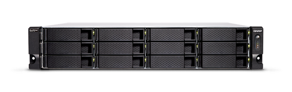 Qnap 18-Bay SATA 6Gbps (12 x 3.5" + 6 x 2.5") 2U NAS, Intel Xeon D-1622 4 cores / 8 threads up to 3.20 GHz, 32GB ECC DDR4 RAM (4 x DIMMs, max 128GB total)