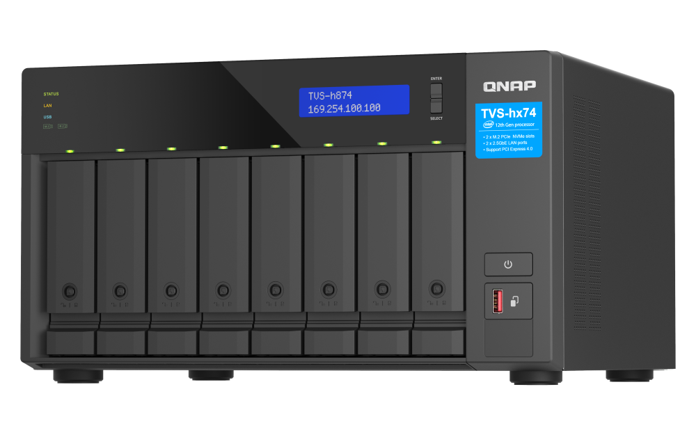 Qnap 8-bay QuTS hero NAS, Intel® Core™ i9 16-core (8 Performance cores + 8 Efficient cores) /24-thread, 64GB SO-DIMM DDR4(max.64GB)