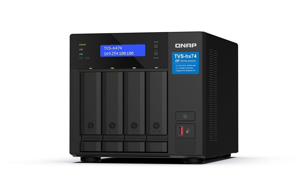 Qnap 4-bay QuTS hero NAS, Intel® Pentium® Gold G7400, up to 3.7GHz, 8GB  SO-DIMM  DDR4