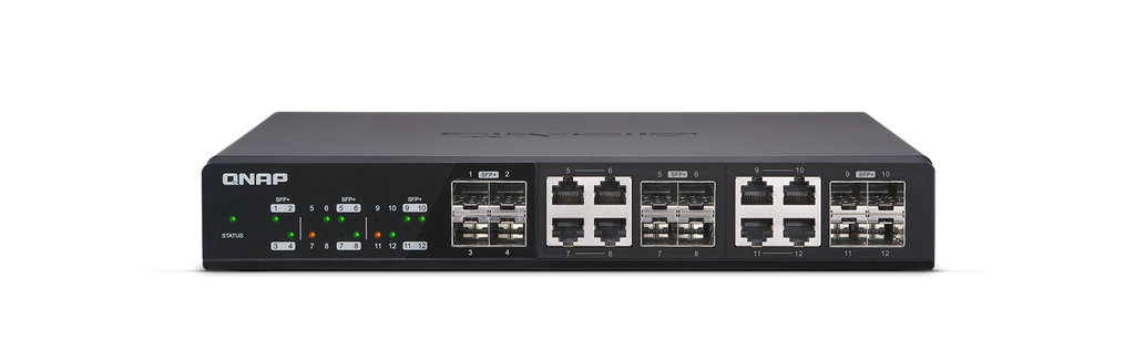 QNAP QSW-1208-8C Twelve 10GbE SFP+ ports with shared eight 10GBASE-T ports unmanage switch