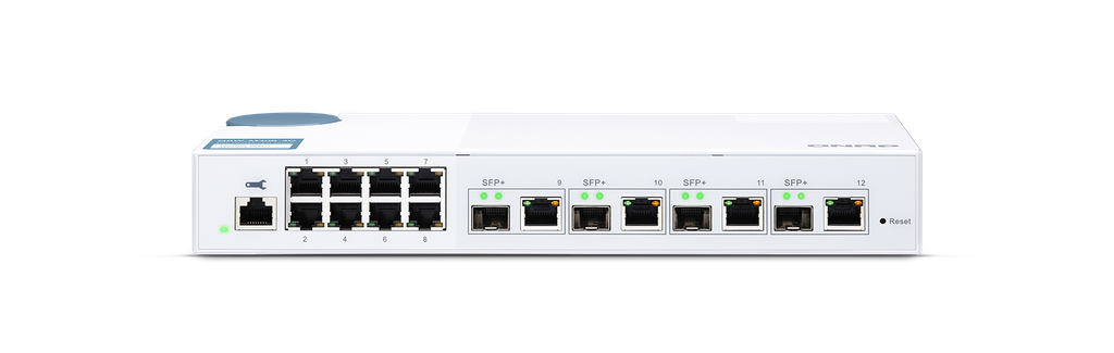 Qnap QSW-M408-2C, 8 port 1Gbps, 2 port 10G SFP+/ NBASE-T Combo, 2 port 10G SFP+, web management switch