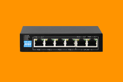 BORN 4-Port Fast Ethernet PoE Switch + 2*10/100 RJ45 UPLINK 60W