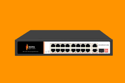 BORN BC2216PE2G1F-150W 16-PORT FAST ETHERNET POE SWITCH + 2*1G RJ45 + 1*1G SFP UPLINK 150W