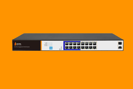 BORN 16-Port GIGA Ethernet PoE Switch + 2*1G SFP UPLINK 150W
