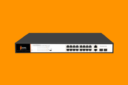 BORN  16-Port GIGA Ethernet PoE Switch + 2*1G SFP UPLINK 250W