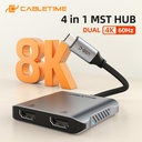 CABLETIME- 8K USB C to HDMI+DP HUB