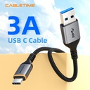 CABLETIME USB 3.0 AM to CM Cable – 5Gbps Data, 3A Fast Charging, Nickel Plated, Braided PVC, Aluminum Housing