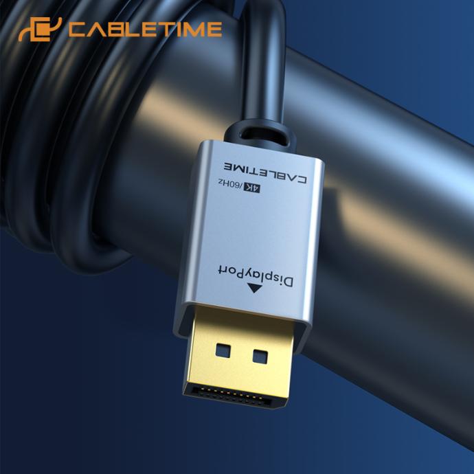 CABLETIME- Dispaly port 20P male to male, nickle plated ,  metal cover, ROHS