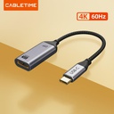 CABLETIME- USB TYPE C to DisplayPort Adapter, Male to Female, Gold Plated with Alumium Housing, Support 4K/60HZ/21.6Gbps, Wire: USB3.1 Coaxial Cable 36+34+26AWG with TC Braiding, Black PVC with Black Nylon Jacket, OD: 3.7mm, SKU- CT-C160-PU31-CMDP1-S0.15