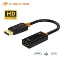 CABLETIME- Adapter DP1.2 to HDMI,GOLD PLATED, 4k,both end with orange line， mould type,ABS Cover with logo, 28AWG-CU,standard cable, black, SKU- CT- AV586-01G-B0.2