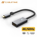 CABLETIME- PREMIUM Cabletime MINI Displayport to HDMI HDTV  Adapter Cable, MINI DP  to  HDMI  Audio Video Cable SUPPORT4K/60HZ 1080P  Compatible for Latest PC, Monitor , Projectors, Displays ,Black WITH LED, WITH RING , SKU- CT-AV586-P01G4k60(R)-SG0.15