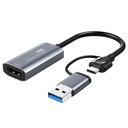 CABLETIME- USB A+C to HDMI Video Capture,1080p, SKU- CT-ACHC-AG