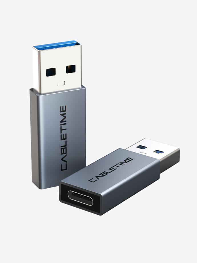 CABLETIME- OTG Adapter - USB3.0 A Male to USB-C Female, 2.1A Charge, 480Mbps Speed