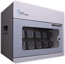 POWER TECHNOLOGIES 10 Bay Secure Battery Charging Cabinet w/ 10 Power Bank Batteries - 220V UK, MODEL- PowerVault-10/10, SKU- CAB-PVS-B10K-U10