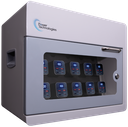 POWER TECHNOLOGIES 10 Bay Secure Battery Charging Cabinet w/ HS Cables w/ 5 Power Bank HS Batteries - NA, MODEL- PowerVault+, SKU- CAB-PVS-B10K-D5H