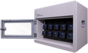 POWER TECHNOLOGIES 10 Bay Secure Battery Charging Cabinet w/ HS Cables w/ 10 Power Bank HS Batteries - NA, MODEL- PowerVault+, SKU- CAB-PVS-B10K-D10H