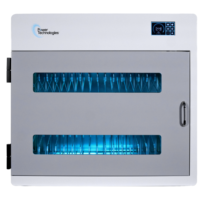 POWER TECHNOLOGIES 18 Bay UV-C Sanitizing & Charging Cabinet - 220V UK, MODEL- CNC-18, SKU- CAB-CNC-B18K-U