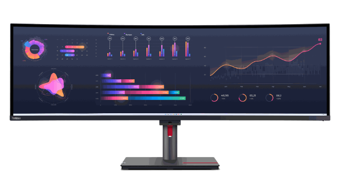 Lenovo Monitor ThinkVision P49w-30,49" DQHD Curved,HDMI,DP,Thunderbolt,USB,USB-C® -3Y, Part Number- 63DBRAT1UK