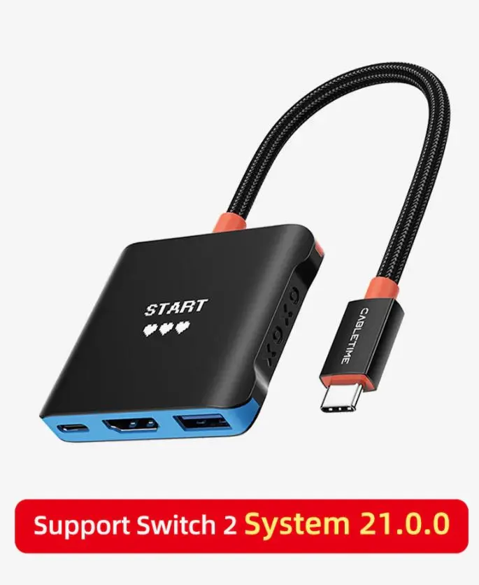 Cabletime 3-in-1 Switch 2 Dock Replacement Portable TV Dock Station for Switch/Switch 2/Steam Deck