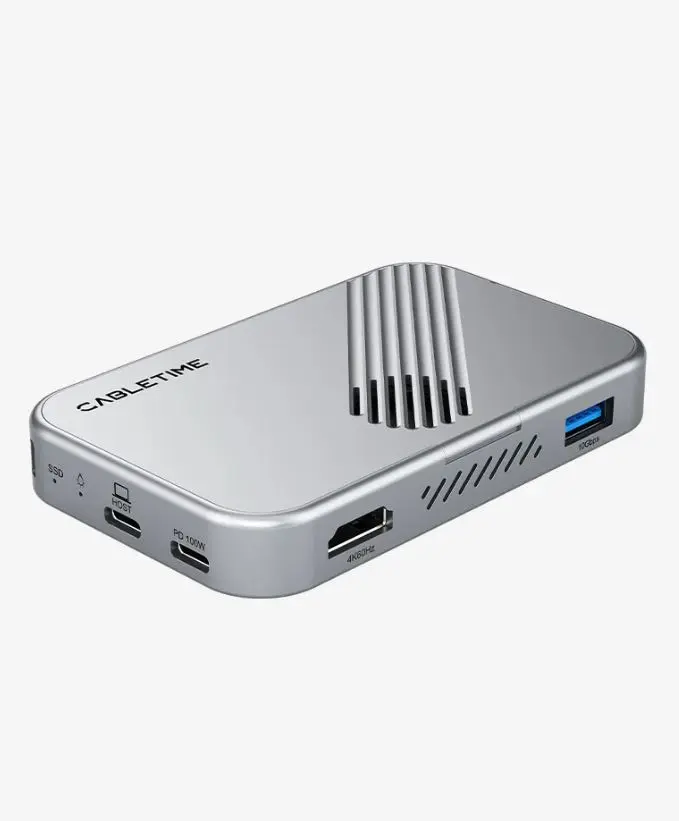 CABLETIME 7-IN-1 Magnetic USB-C HUB with 10Gbps NVMe SSD