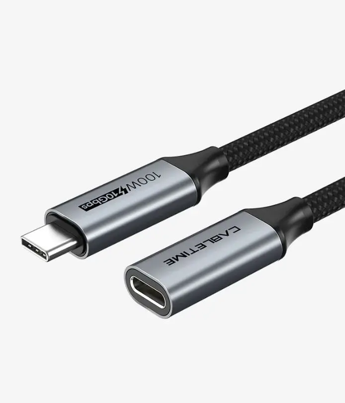 Cabletime Aluminum USB-C to USB-C PD100W Gen2 USB3.1 Extension Cable, Male to Female- 1m