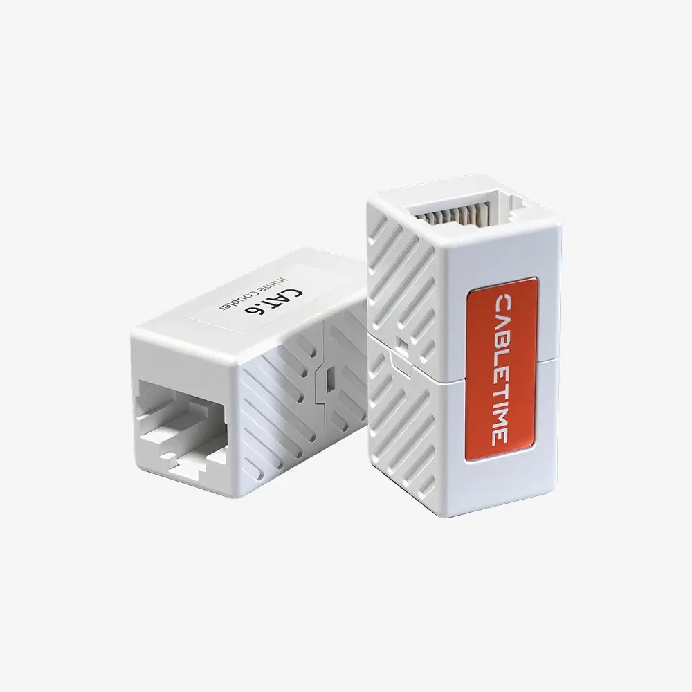 CABLETIME Cat 6 Rj45 Inline Coupler Female to Female Ethernet Coupler for Cat6 Network - CT-REC6-PW
