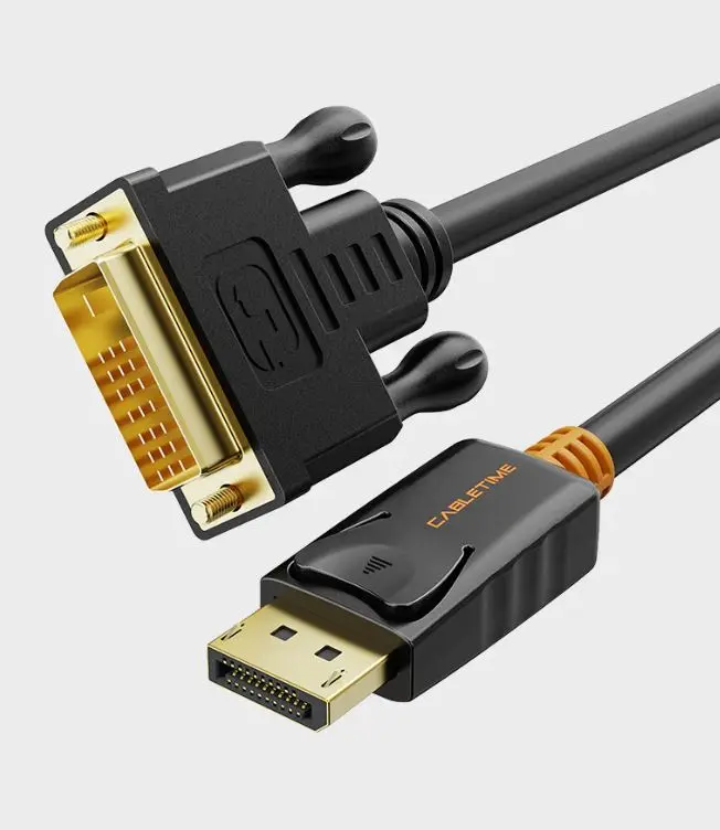 CABLETIME- DisplayPort to DVI D Cable Cord 1080P for PC Projector HDTV- 3 Meter