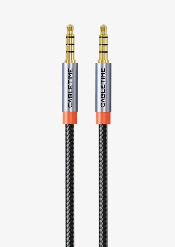 CABLETIME- 3.5mm Audio Cable Male to Male TRRS Stereo AUX Cord for iPad/Samsung Phones/Tablets/Car Home Stereos/Headphones- 2 Meter