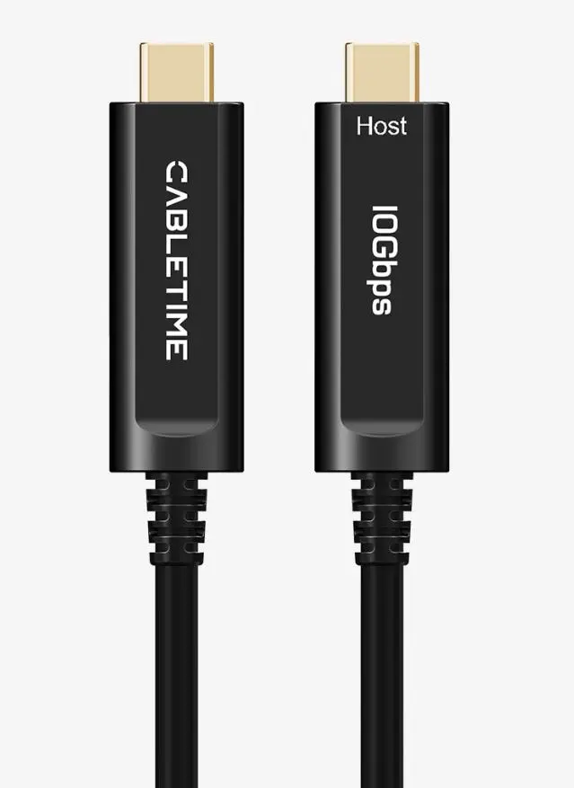 CABLETIME- Premium Zinc Alloy USB 3.1 type C to type C AOC (Data)- 15 Meter