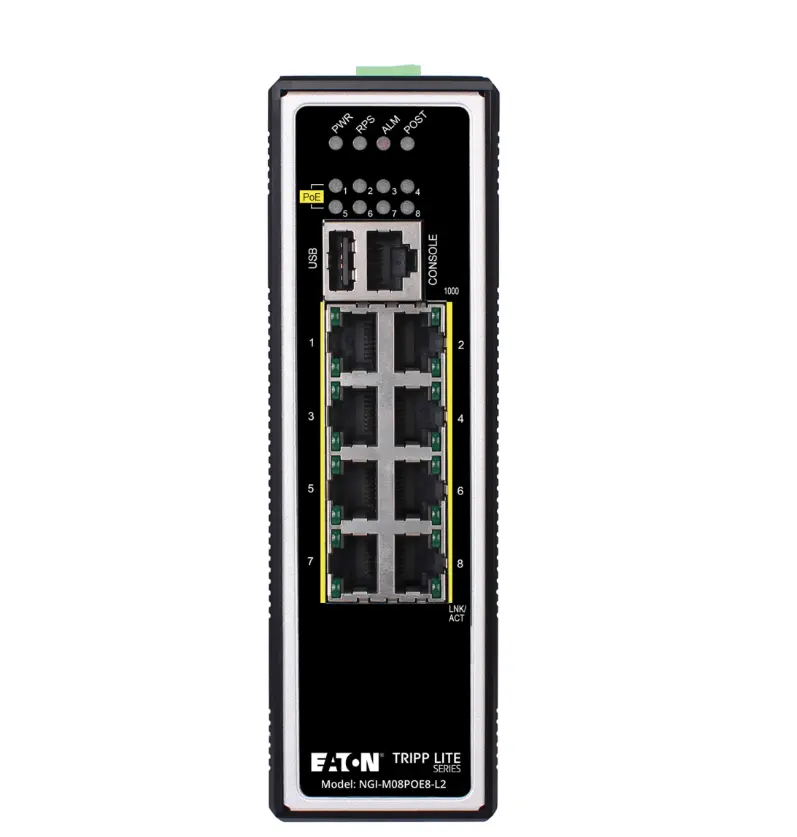 Tripp Lite NGI-M08POE8-L2 8-Port Managed Industrial Gigabit PoE+ Switch