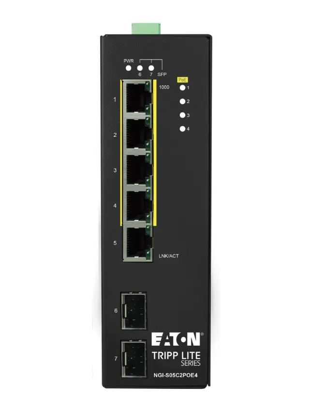 Tripp Lite NGI-S05C2POE4 5-Port Lite Managed Industrial Gigabit PoE+ Switch