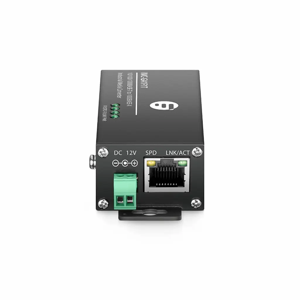 Mini Industrial Unmanaged 1x 10/100/1000Base-T RJ45 to 1x 1000Base-X SFP Gigabit Ethernet Media Converter, American Plug Standard