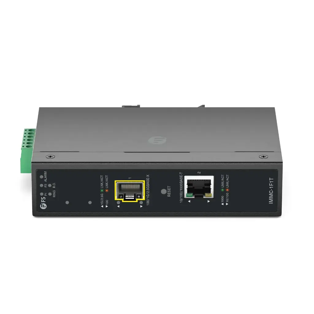 Industrial Managed 1x 10/100/1000Base-T RJ45 to 1x 100/1000/2500Base-X SFP Gigabit Ethernet Media Converter P/N:IMMC-1F1T