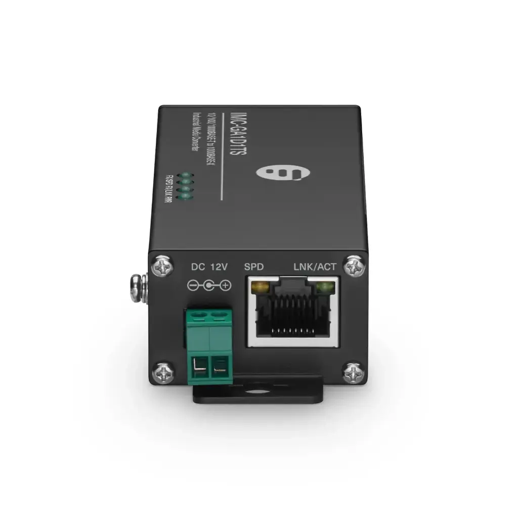 FS Mini Industrial Unmanaged 1x 10/100/1000Base-T RJ45 to 1x 1000Base-X Single Mode ST 1310nm 20km Gigabit Ethernet Media Converter, American Plug Standard