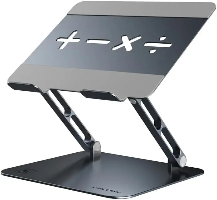 CABLETIME Laptop Stand - Adjustable Height for 14-17.3 inch Laptops & Tablets - Portable Electronic Device Stand - Ergonomics Design for Desk Use - CT-LS08-AG
