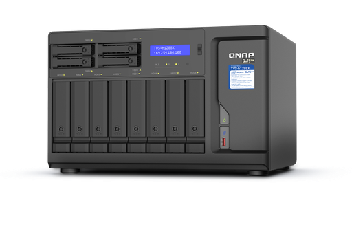 [TVS-h1288X-W1250-16G] Qnap 12-Bay TurboNAS (8 x 3.5" HDD + 4 x 2.5" SSD), SATA 6G, Intel Xeon W-1250 6 cores 12 threads 3.3 GHz (boost up to 4.7 GHz), 16GB DDR4 ECC RAM (max. 128GB)