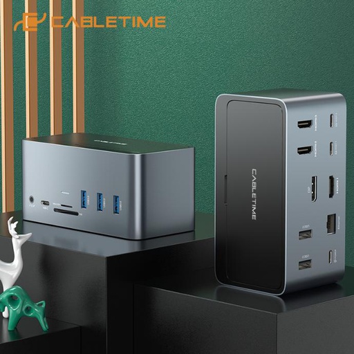 CABLETIME 16-in-2 USB-C Docking Station - Multiport Adapter