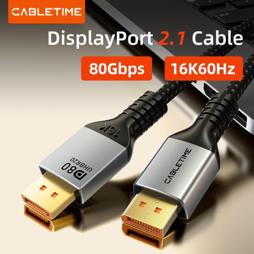 CABLETIME- Aluminum DP 2.1 Cable 16K/30Hz Connector