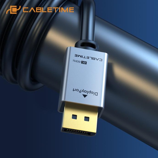CABLETIME- Dispaly port 20P male to male, nickle plated ,  metal cover, ROHS, SKU- CT-AV585-P01G-SG1.8