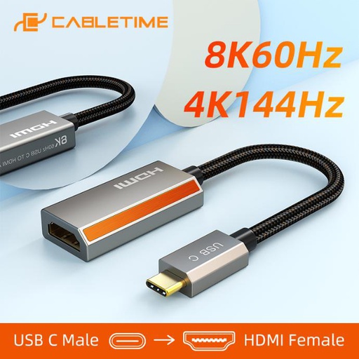 CABLETIME- Zinc Alloy USB C TO HDMI Adapter 8K/60Hz