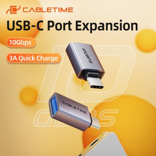 CABLETIME- 10Gbps USB C 3.2 Male to USB A Female OTG Adapter for MacBook Pro