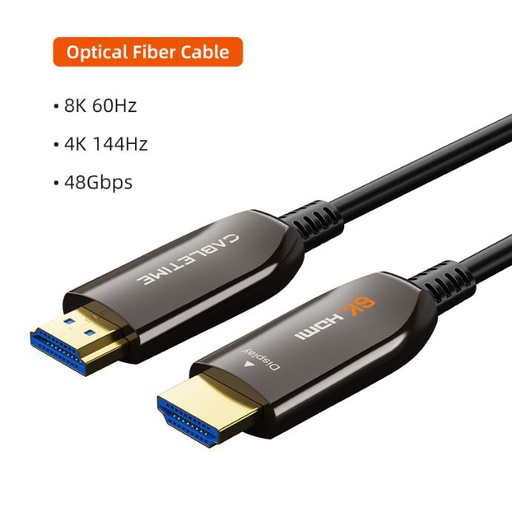 CABLETIME- AOC 8K60Hz HDMI 2.1 Cable HDR, ARC, HDCP2.2, 3D, High Speed 48Gbps Subsampling 4:4:4/4:2:2/4:2:0, SKU- CT-AHD8K-ZB30