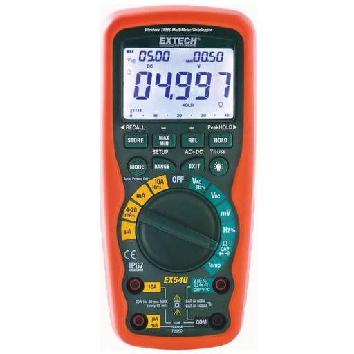EX540 : 12 Function Wireless True RMS Industrial MultiMeter/Datalogger